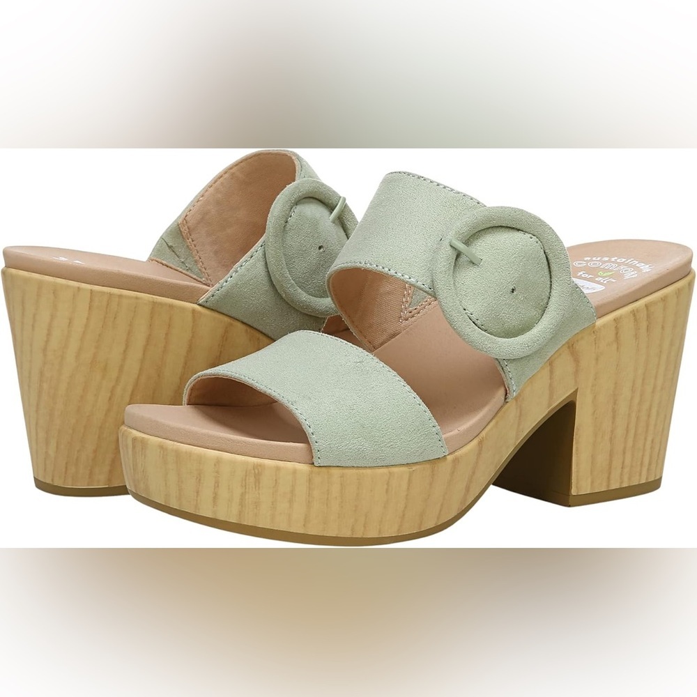 Dr. Scholl's Bayside Bayside Faux Suede Comfort Platform Sandals Heel Size 11m